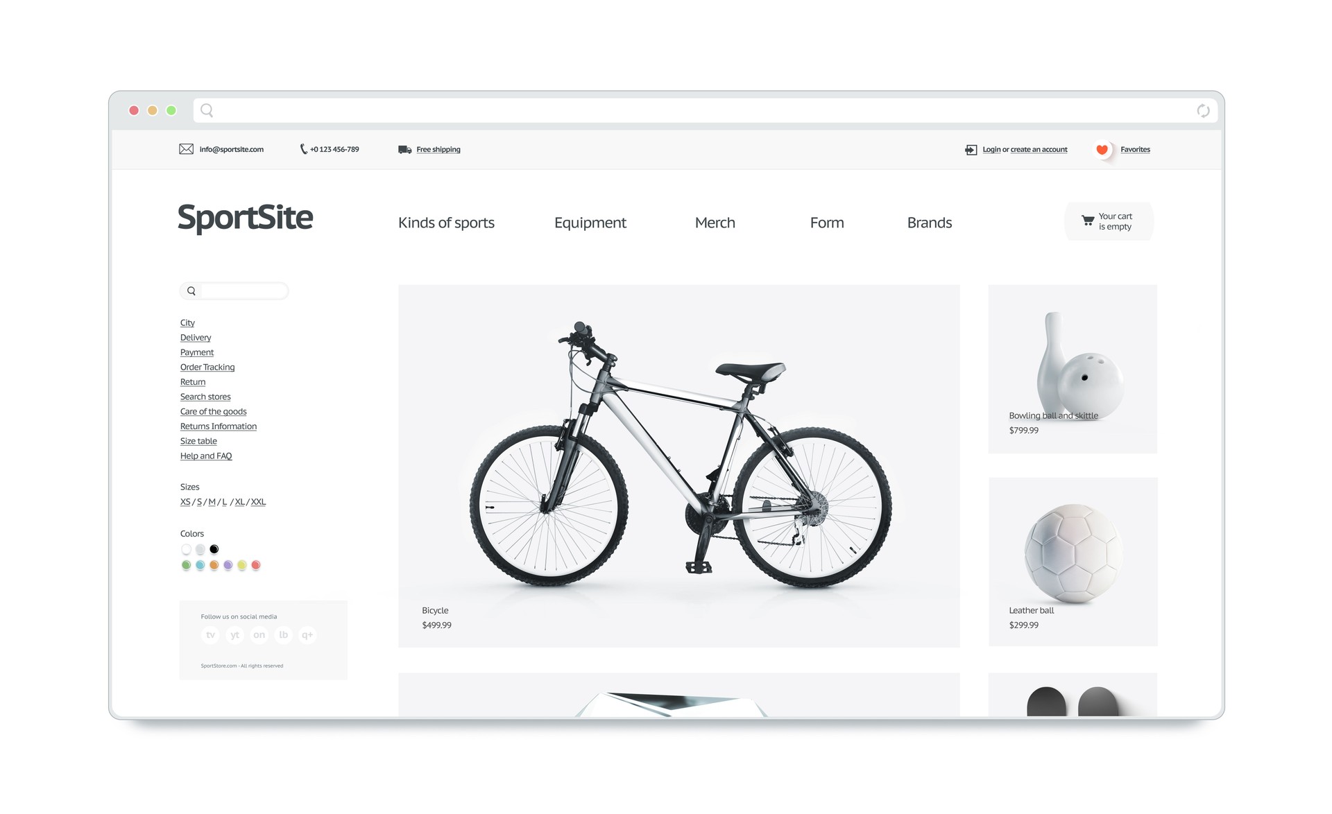Sport webstore site template mock up isolated